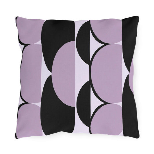 Decorative Outdoor Pillows With Zipper - Set Of 2, Geometric Lavender And Black Pattern