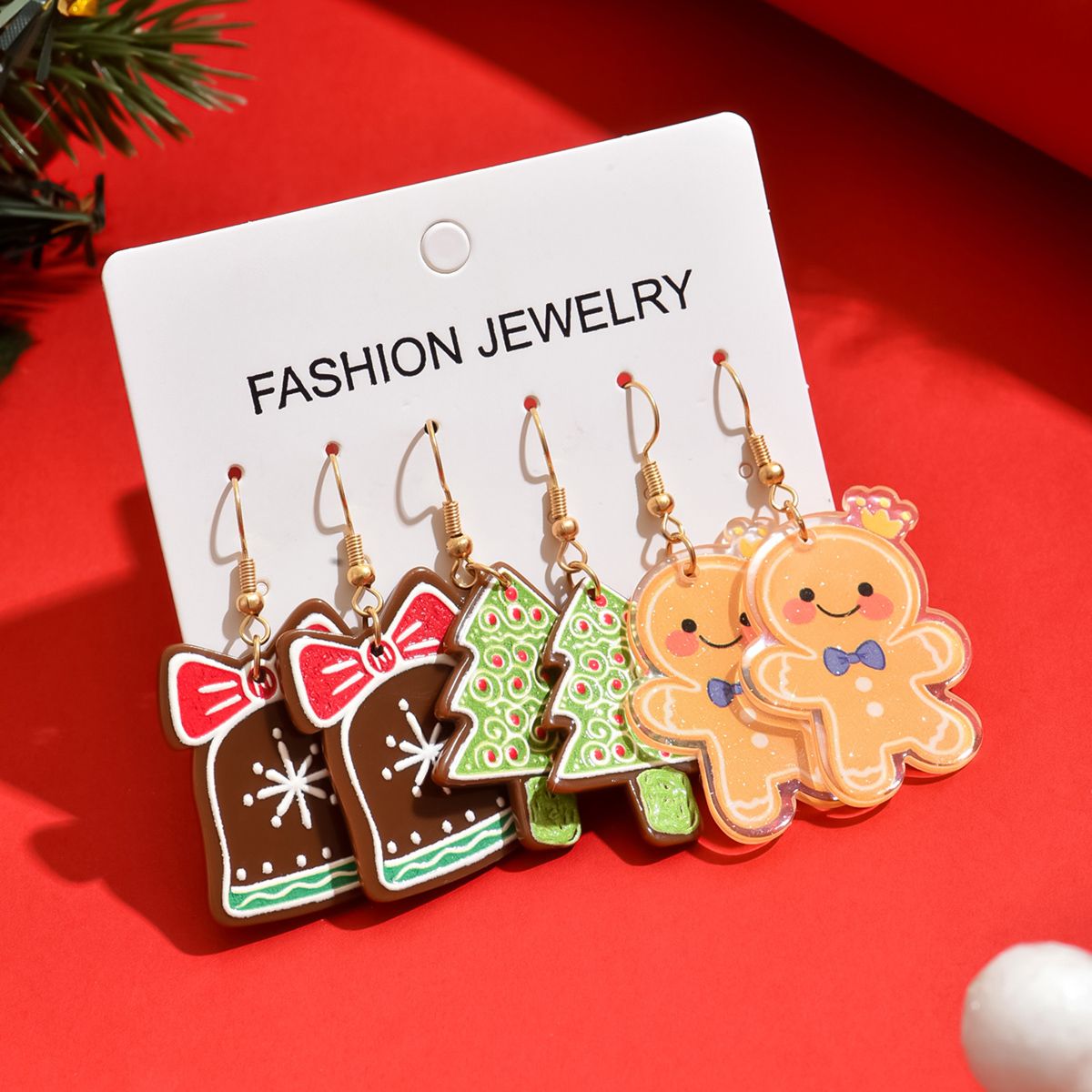 Cute Christmas Themed Stud Earrings Set - Spread  Holiday Cheer with Adorable Designs"Christmas Themed Acrylic Earrings Set -  Spread Holiday Cheer with Festive Designs"