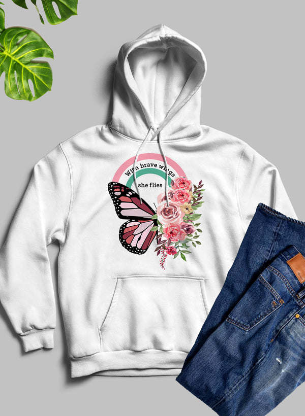 With Brave Wings She Flies Hoodie