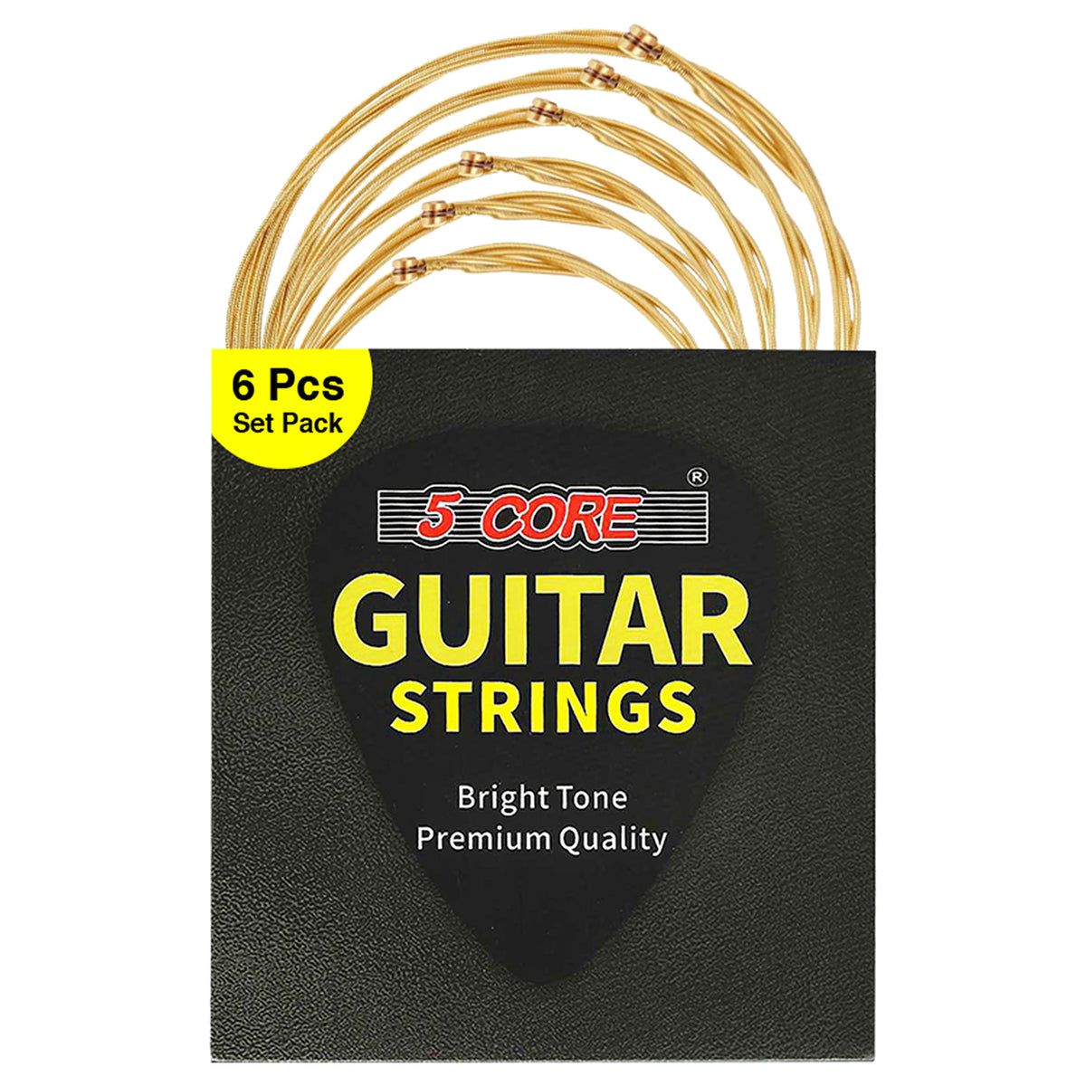 5 Core Brass Acoustic Guitar Strings, Heavy Duty Gauge High-Carbon Steel Core .013-.066 GS AC BRSS HD