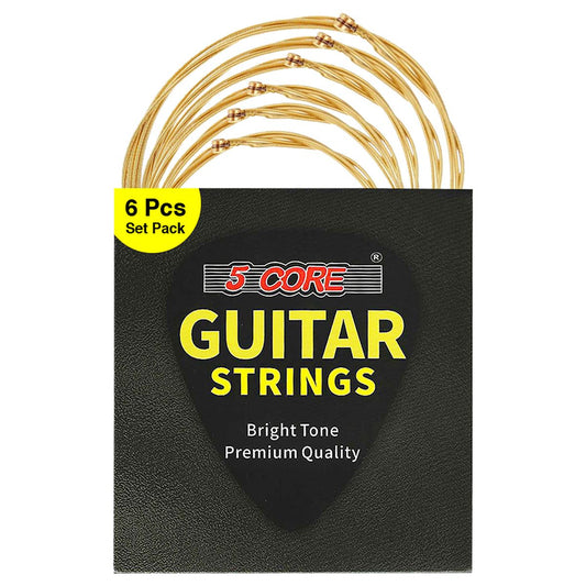 5 Core Brass Acoustic Guitar Strings, Heavy Duty Gauge High-Carbon Steel Core .013-.066 GS AC BRSS HD