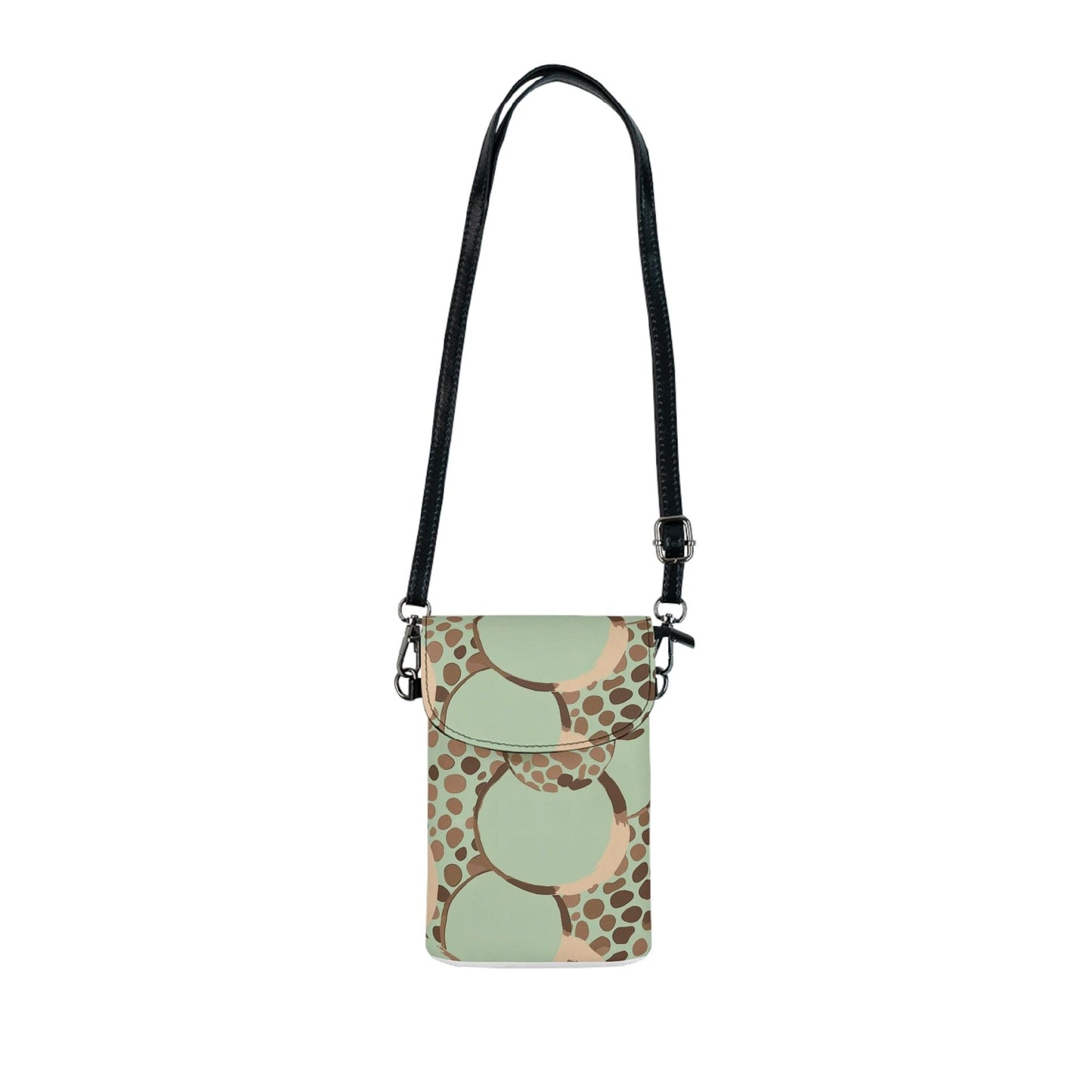 Crossbody Cell Phone Wallet Purse, Mint Green And Brown Spotted Illustration