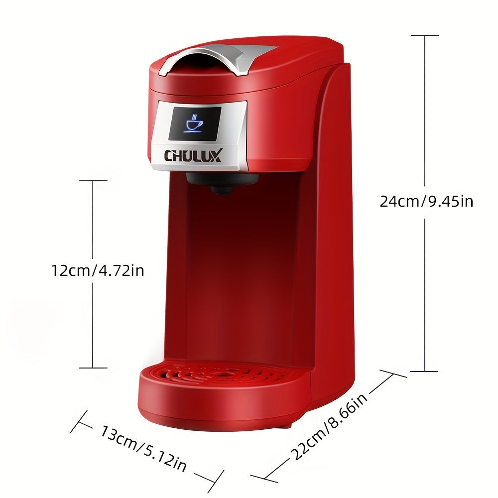 CHULUX Single Serve Coffee Maker Red KCUP Pod Coffee Brewer, Upgrade Single Cup Coffee Machine Fast Brewing, All in One Coffee Maker for K CUP Ground Coffee Tea, Mini Coffee Machine Brew in Minutes