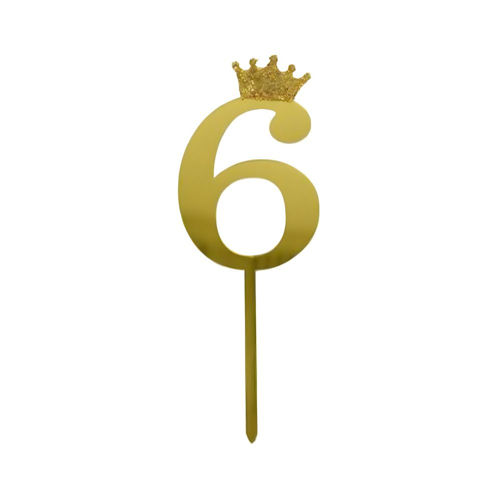 12pcs Number 6 Crown Cake Topper and Gold Acrylic Happy Birthday Cake Toppers for Wedding Anniversary or Birthday Party Decorations