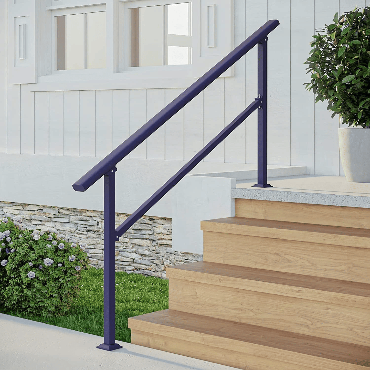 Handrails for Outdoor Steps 3 Steps Handrail - Black Outdoor Hand Rails for Steps,Transitional Handrail with Installation Kit,Hand Rails for Outdoor Steps(3 Steps-2Pack)