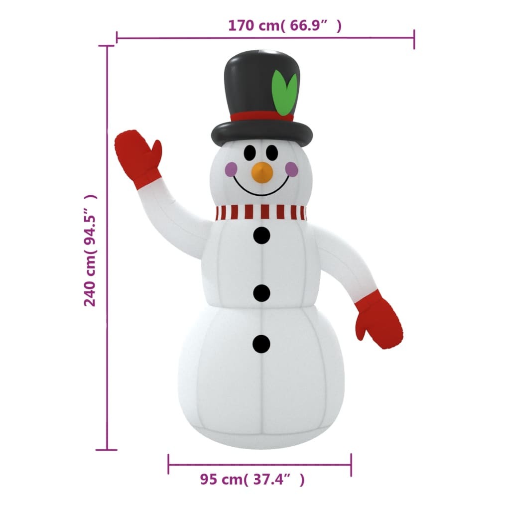 Inflatable Snowman with LEDs 8 ft