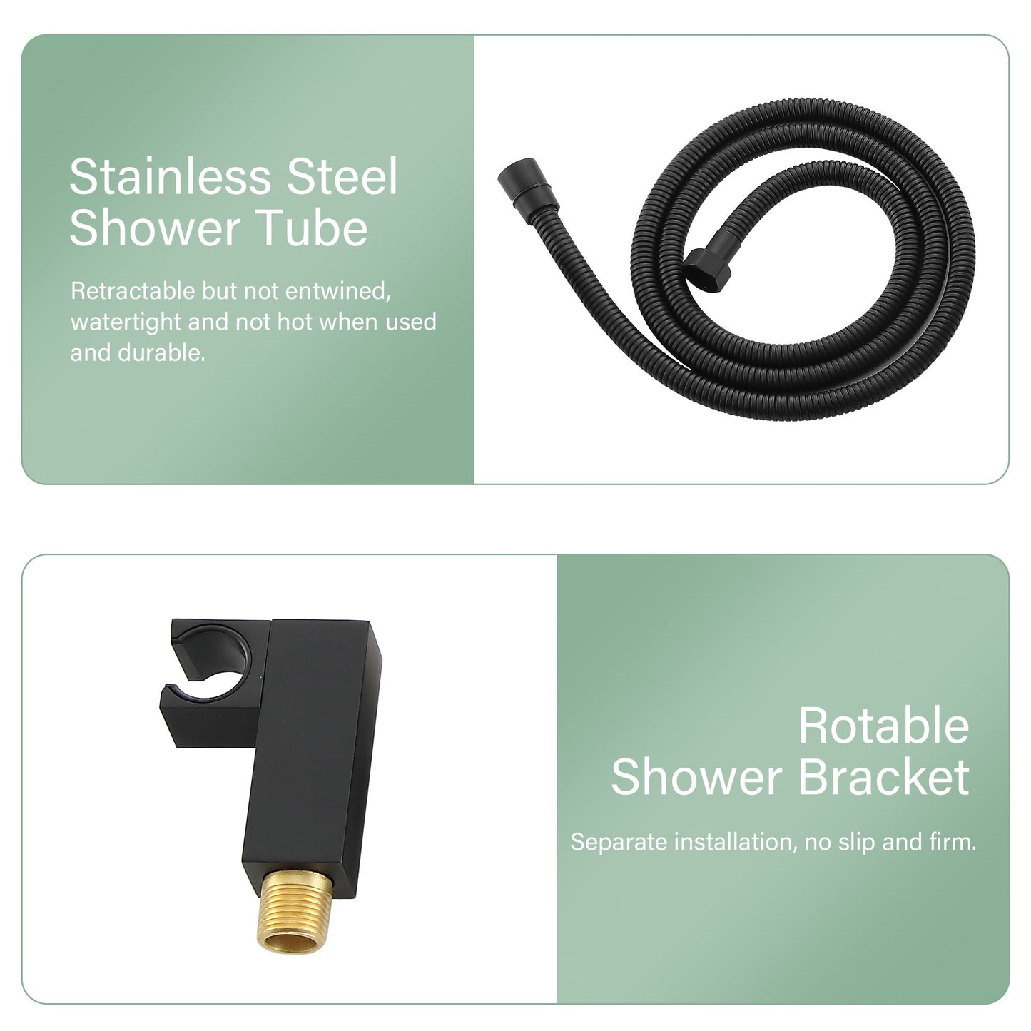 16\" Rainfall Shower Head and Handhled Shower Head,Ceiling Mounted Matte Black Shower System