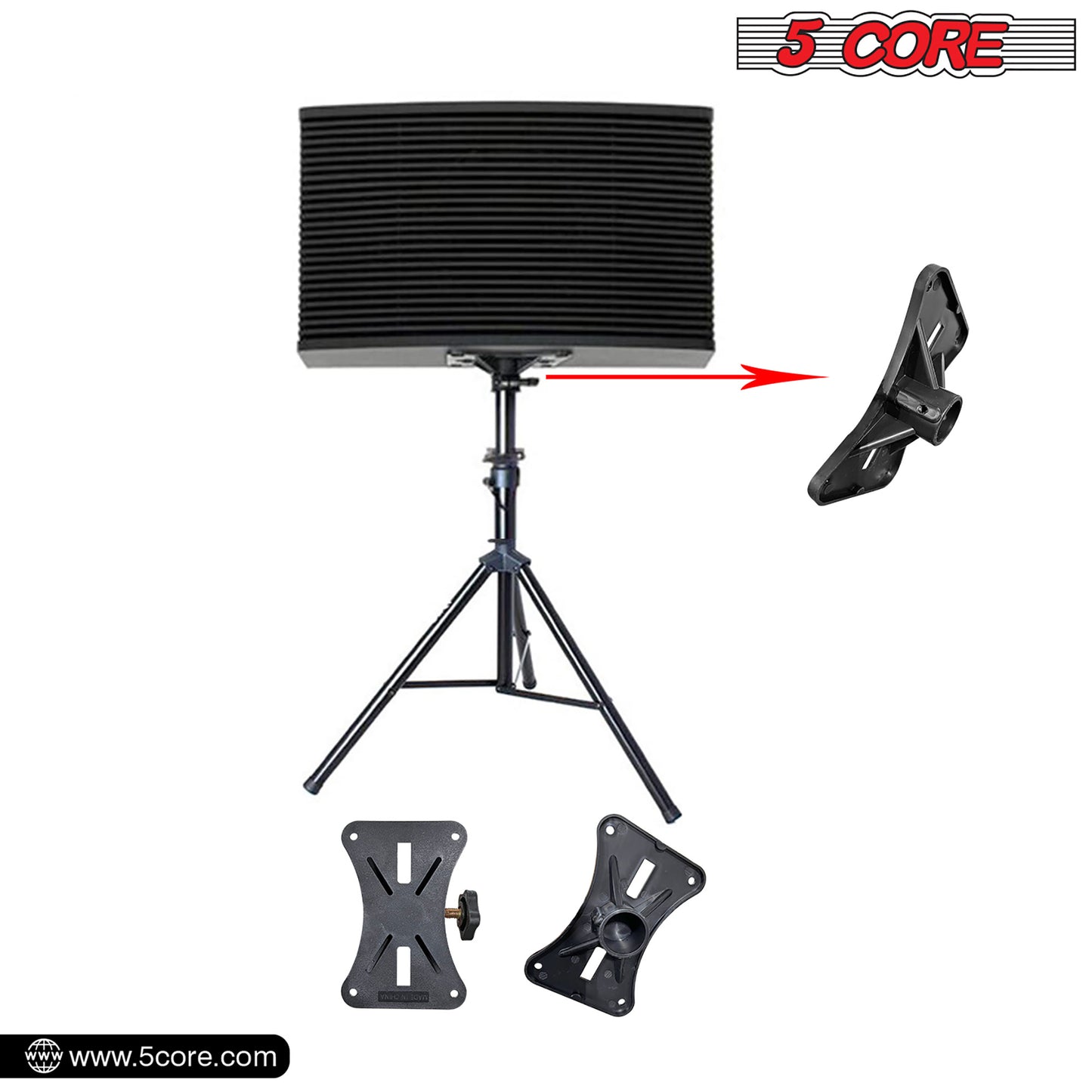 5 Core Speaker Stand Tripod Floor Adjustable Up to 60 Inch DJ Studio Monitor Stands Pole Mount- SS HD 1PK 5FT