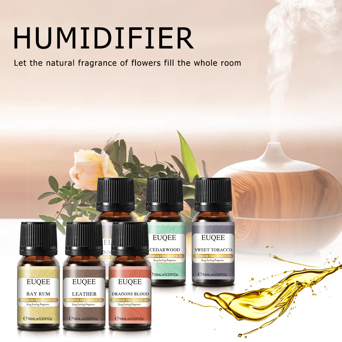 EUQEE 6PCS Fragrance Oil Gift Set For Diffuser Coffee Shop Bakery Harvest Spice Pumpkin Pie Sweet Fruit Aroma Essential Oils