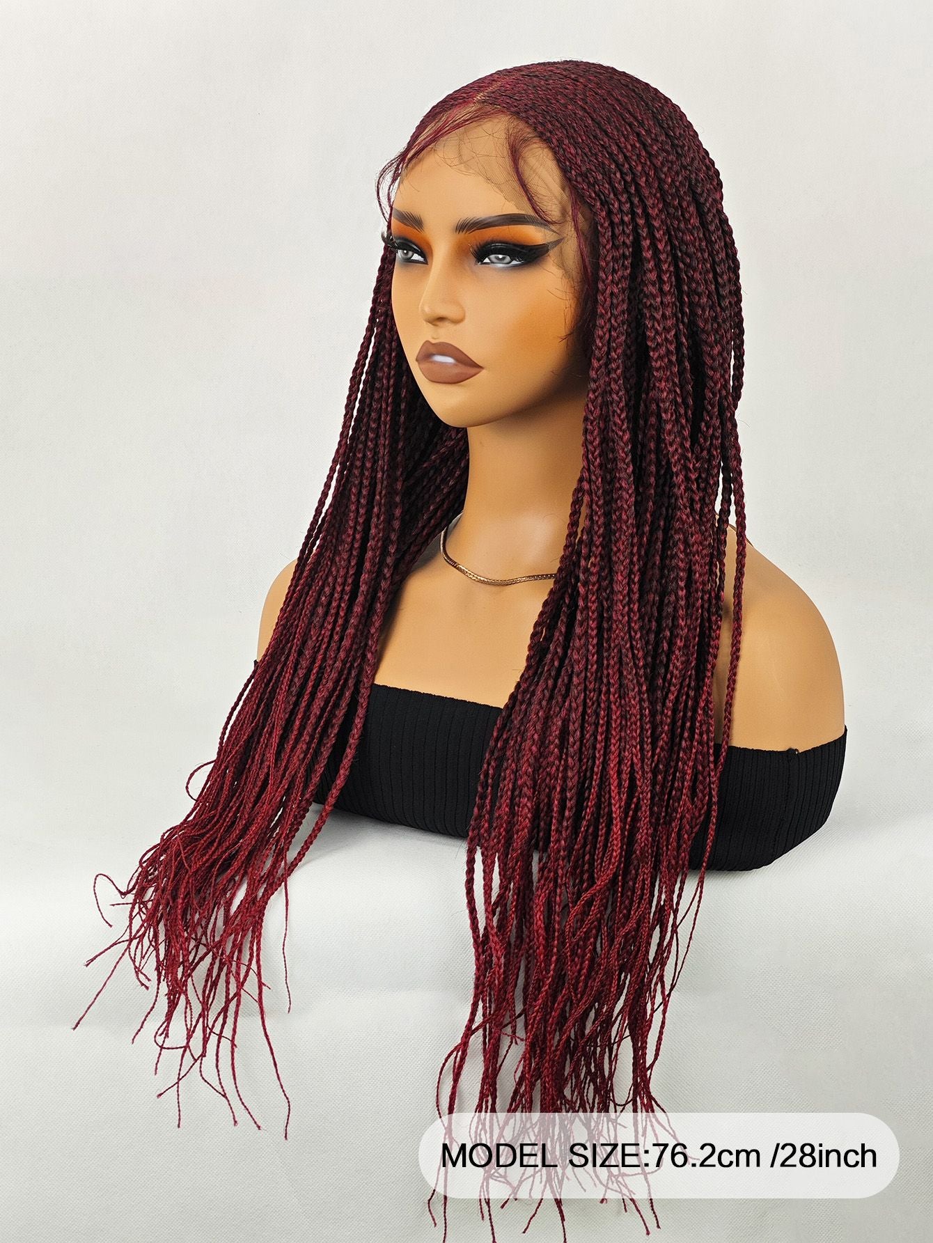 28 inch Braided Wigs for BlackWomen Full Lace Front Box BraidedWig KnotlessBraided WigsLightweight Braids Synthetic LaceFront Wig Black plus light brown HandBraided Wigs With Baby Hairsynthetic wig