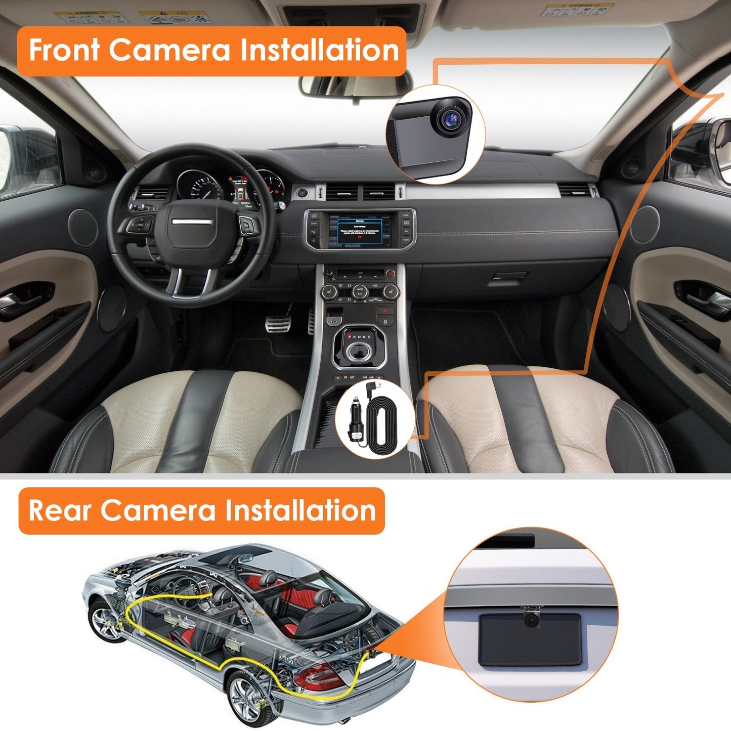 4K Car DVR 12in Dash Cam Camcorder Camera Recorder with 170° Angle Loop Recording Motion Detection Night Vision Voice Control APP Control G-sensor