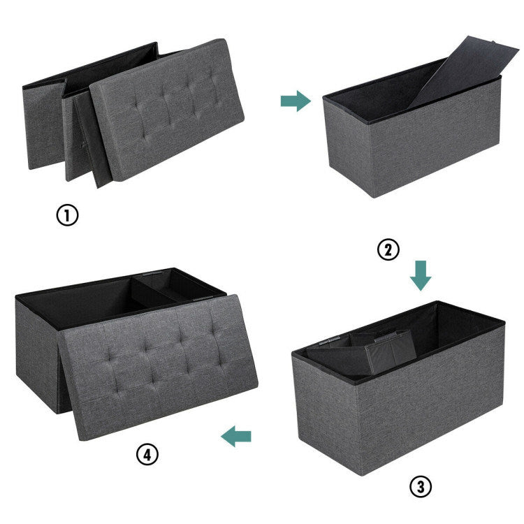 31.5 Inch Storage Ottoman Footrest with Removable Storage Bin