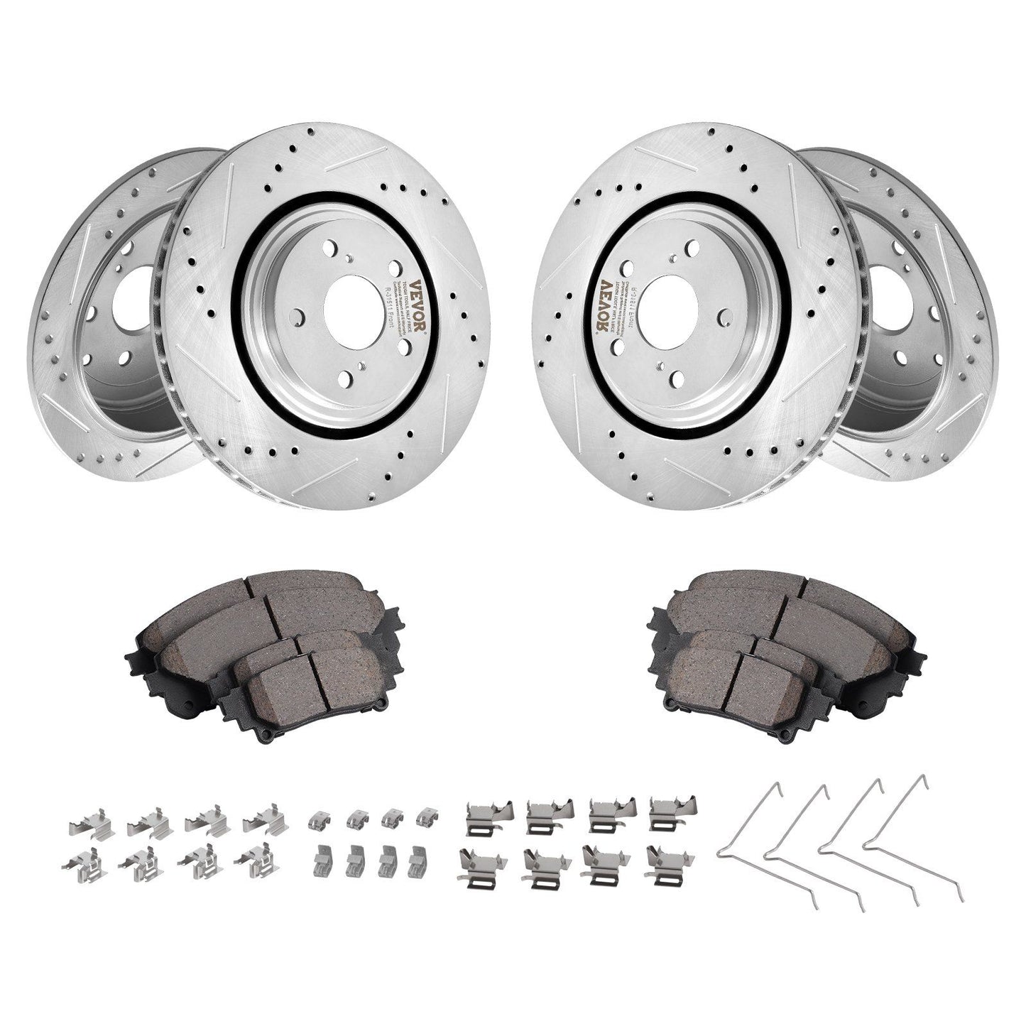 VEVOR Drilled Slotted Front&Rear Brake Rotors Pads for Toyota Sienna Highlander