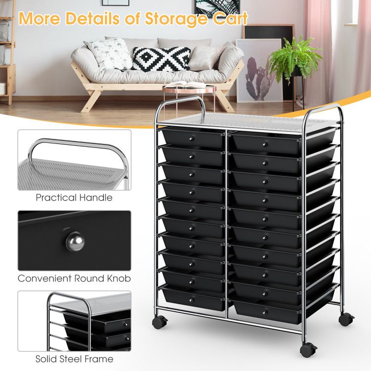 20 Drawers Rolling Storage Cart Studio Organizer