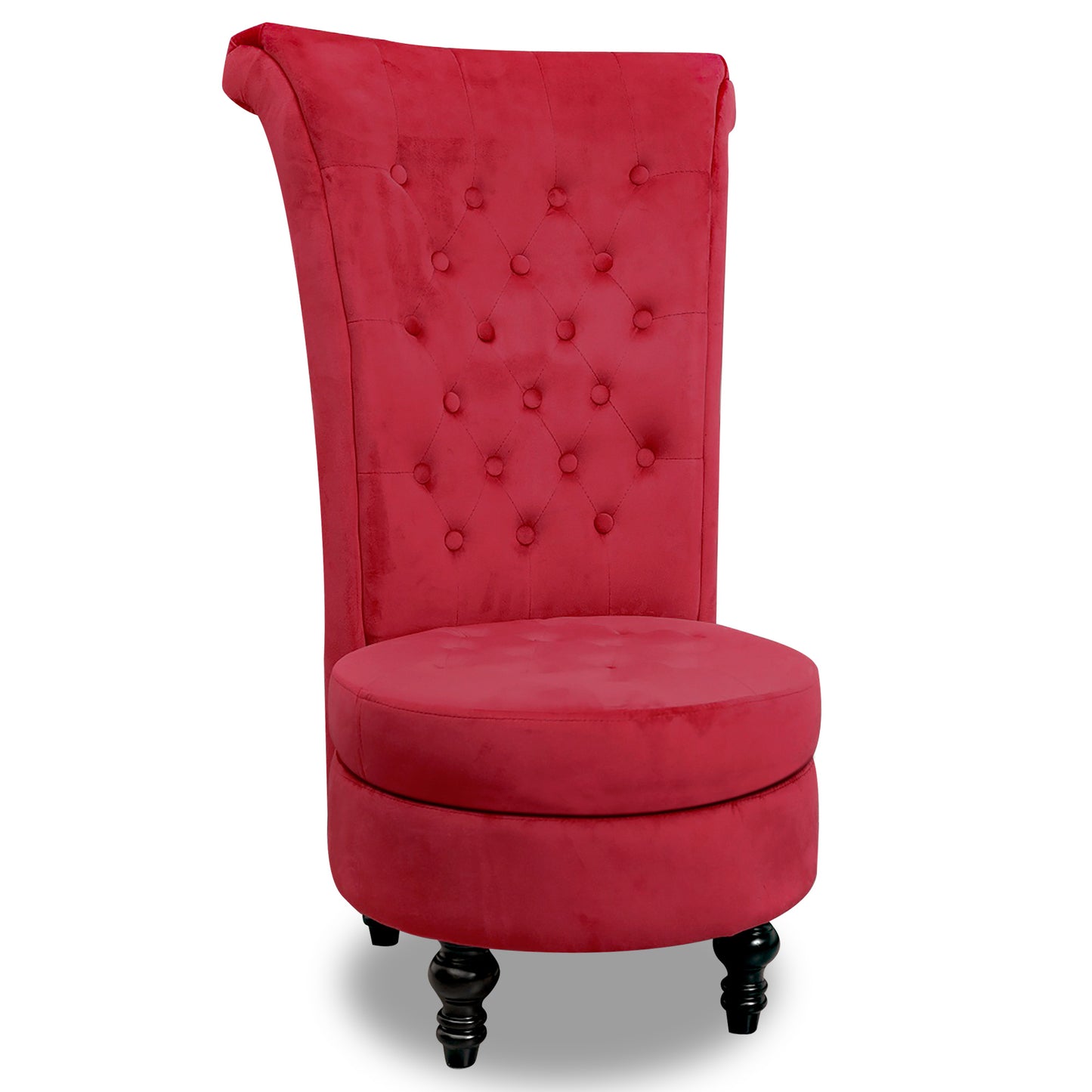 Royal Velvet High Back Armless Chair;  Retro Elegant Luxury Throne Chair;  Upholstered Tufted Accent Seat w/Storage for Dressing Room;  Living Room;  Bedroom