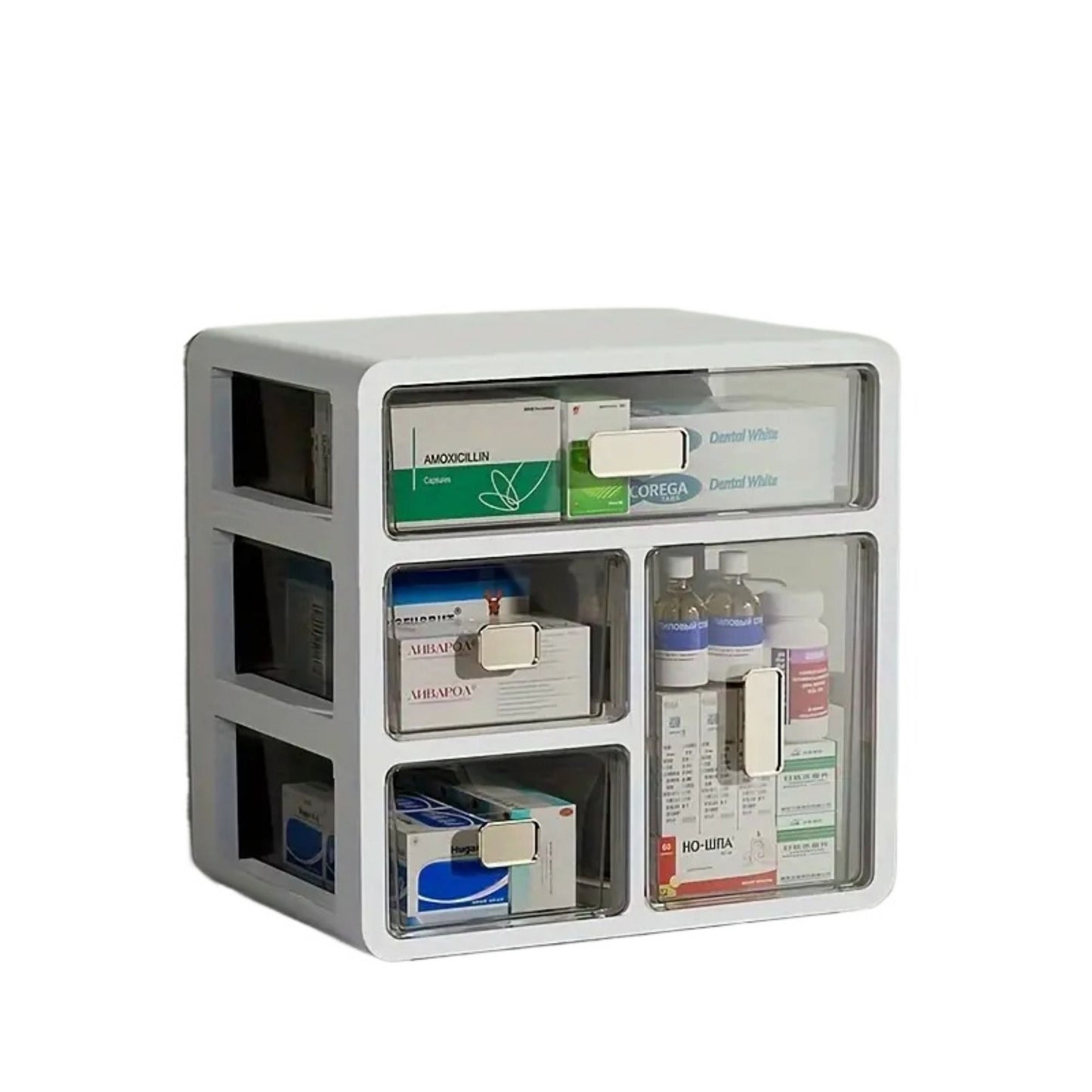 Drawer style plastic storage box organizer/multifunctional storage container, used for storing drugs, cosmetics, office supplies, etc