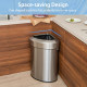 60L Stainless Corner Steel Trash Bin with Lid and Anti-slip Bottom