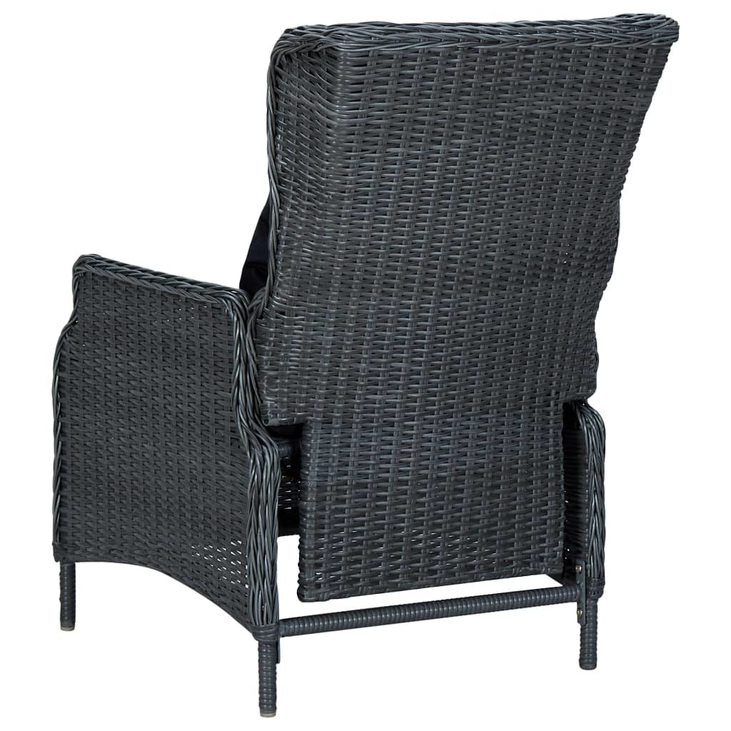 Reclining Patio Chair with Cushions Poly Rattan Dark Gray