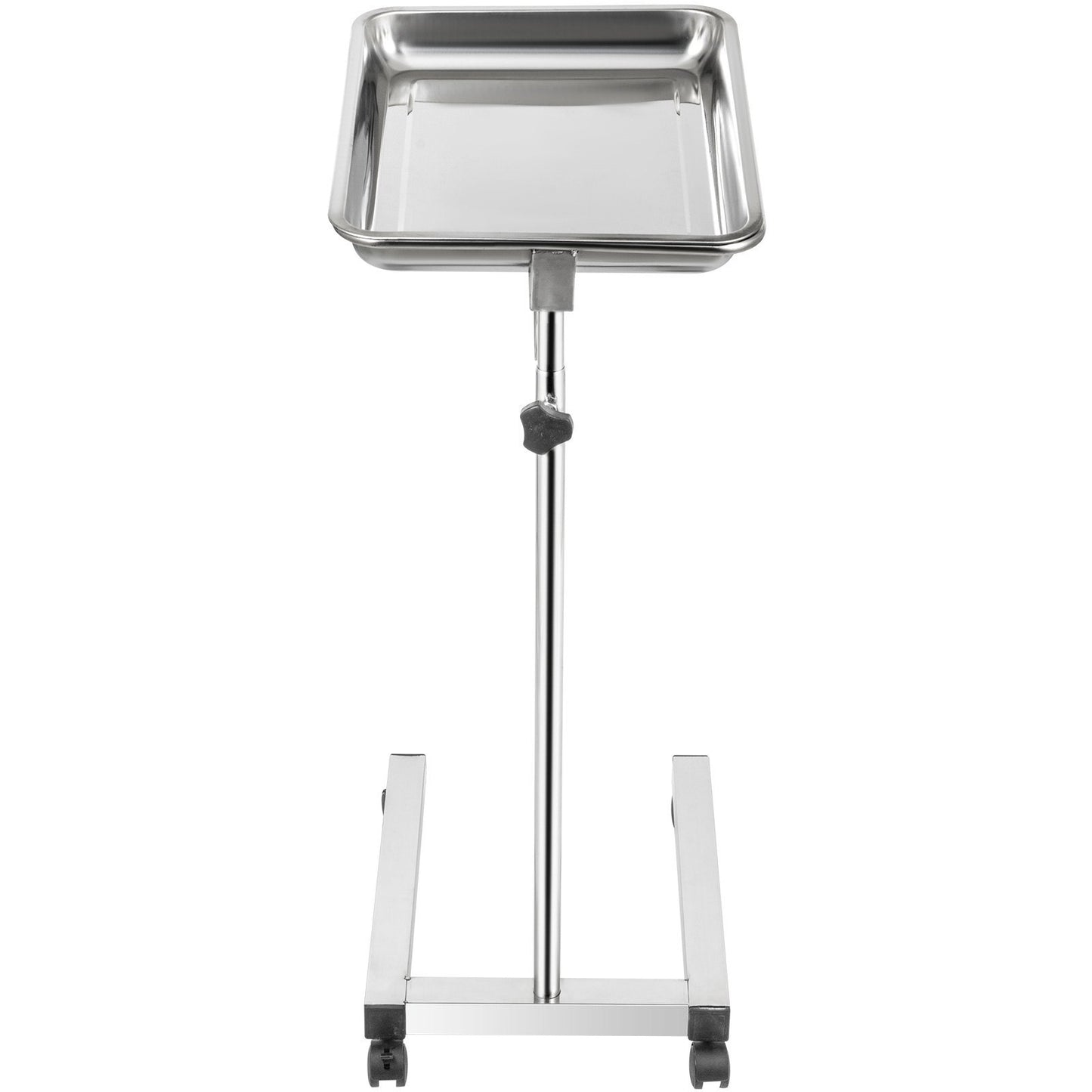 VEVOR Lab Cart Stainless Steel Mayo Tray Stand 18x14 Inch Trolley Mayo Stand Adjustable Height 32-51 Inch Instrument Tray w/Removable Tray & 4 Omnidirectional Wheels for Home Equipment Personal Care