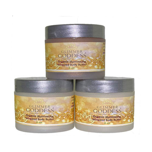 3 Pcs Organic Whipped Shea Body Shimmers Travel Size 2 fl oz Bronze Diamond & Gold Shimmer Vegan Cruelty Free