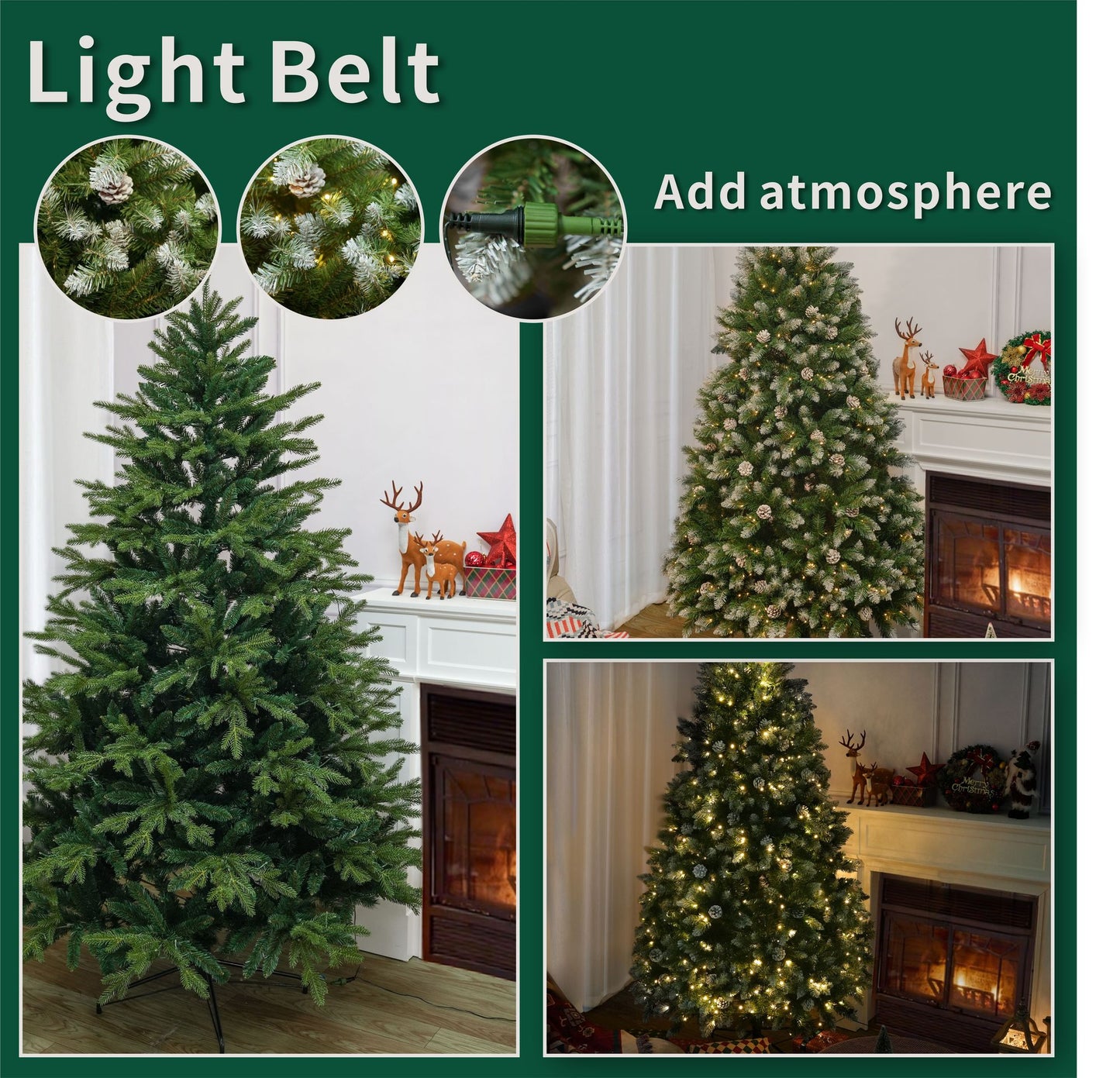 6FT Snow-Frosted Christmas Tree with Pine Cones and 400 Warm White LED Lights