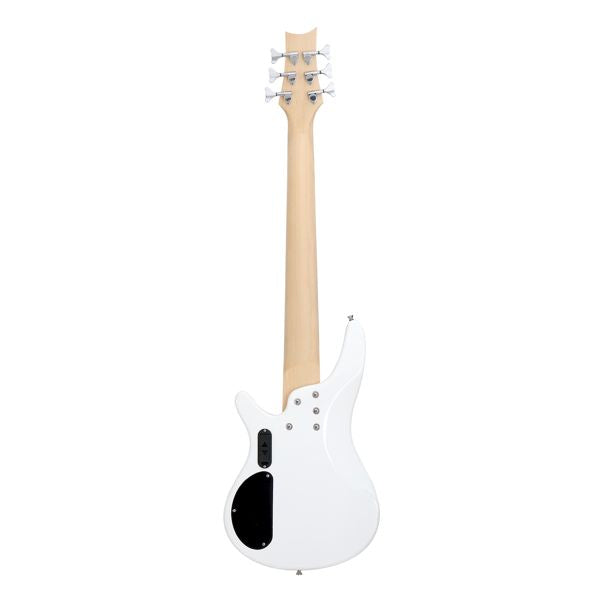 [Do Not Sell on Amazon]Glarry 44 Inch GIB 6 String H-H Pickup Laurel Wood Fingerboard Electric Bass Guitar with Bag and other Accessories White