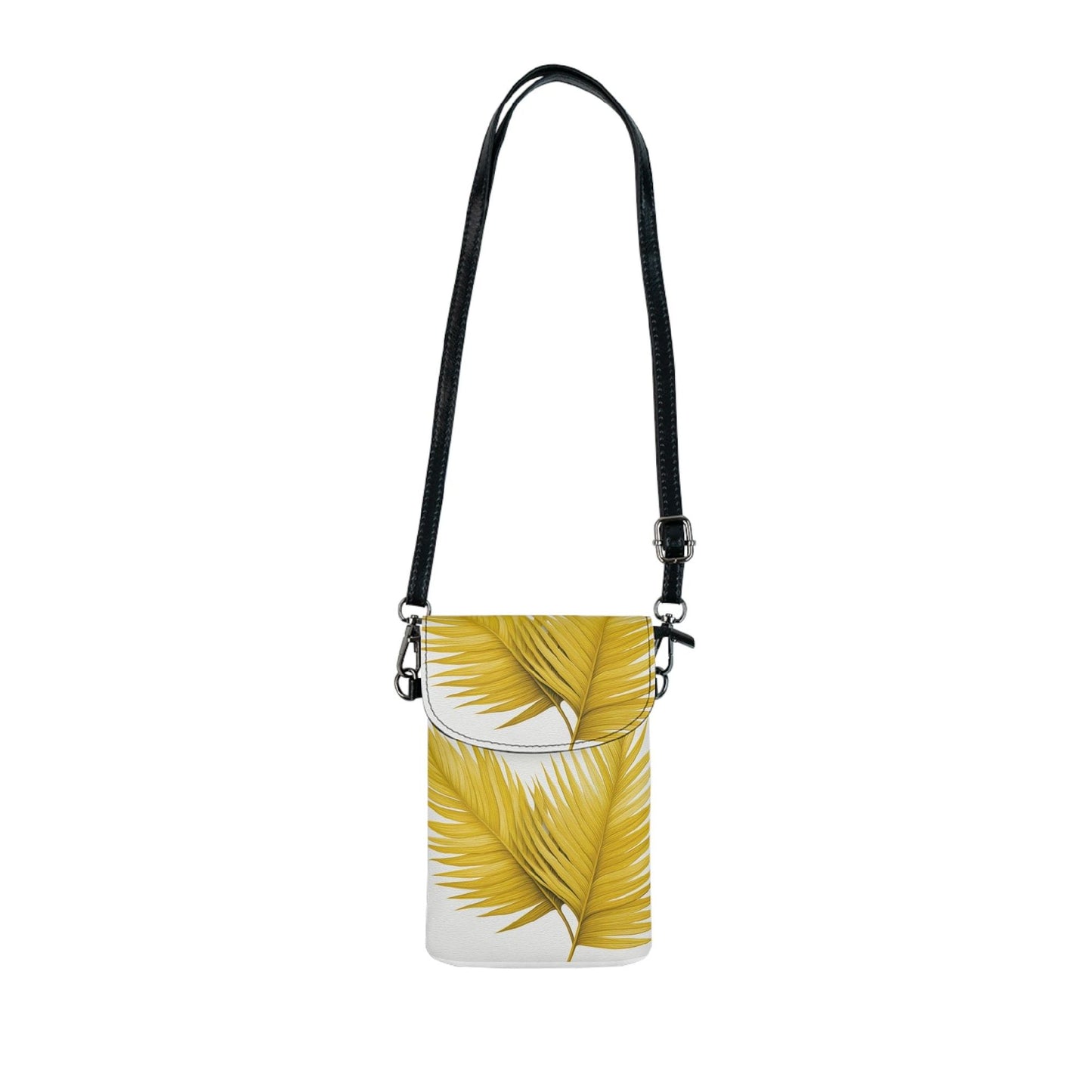 Crossbody Cell Phone Wallet Purse, Yellow Palm Tree Leaves Minimalist Art