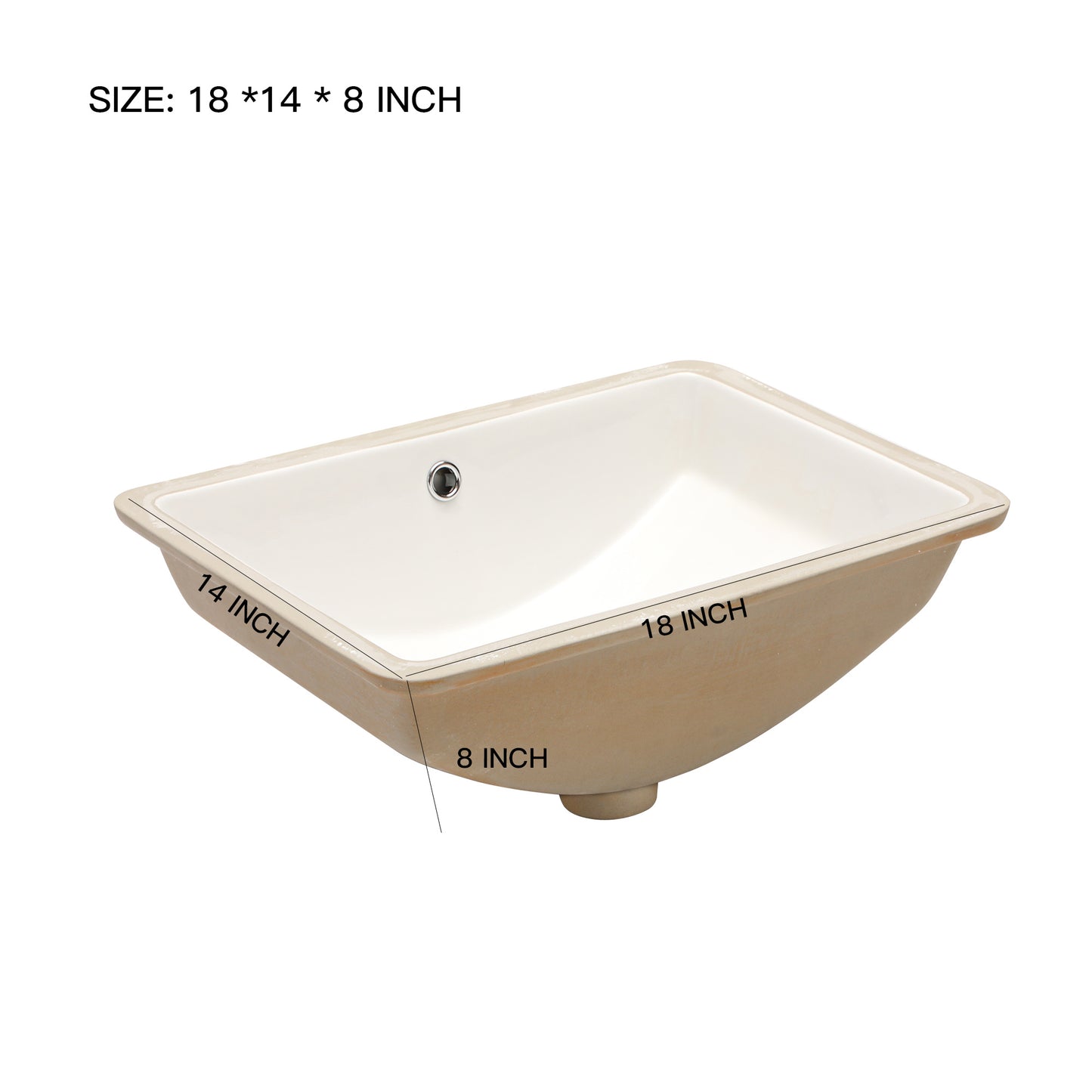 Bathroom Undermount Vessel Sink Pure White Porcelain Ceramic Lavatory Vanity Sink