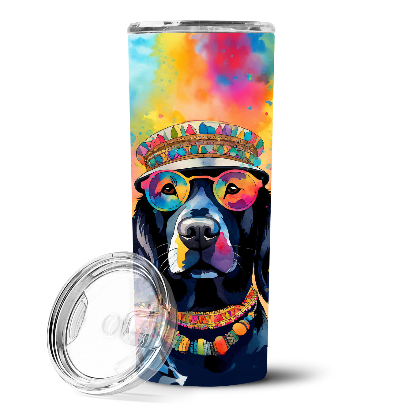 Black Labrador Hippie Dawg Stainless Steel Skinny Tumbler Vacuum Double Walled Reusable Insulated Tumbler Travel Cup for Coffee Cocktails Gift with Lid, 20 oz