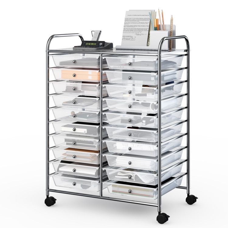 20 Drawers Rolling Storage Cart Studio Organizer