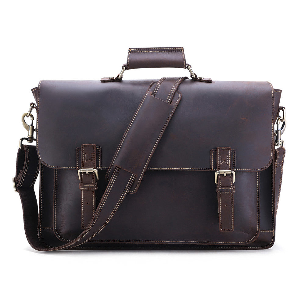 JOYIR Crazy Horse Leather Large Briefcases Male Messenger Laptop Bag Vintage Men's Genuine Leather Briefcase Business Travel Bag