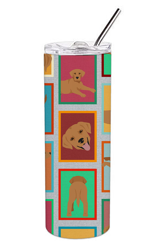 Lots of Red Fox Labrador Retriever Stainless Steel Skinny Tumbler Vacuum Double Walled Reusable Insulated Tumbler Travel Cup for Coffee Cocktails Gift with Lid, 20 oz