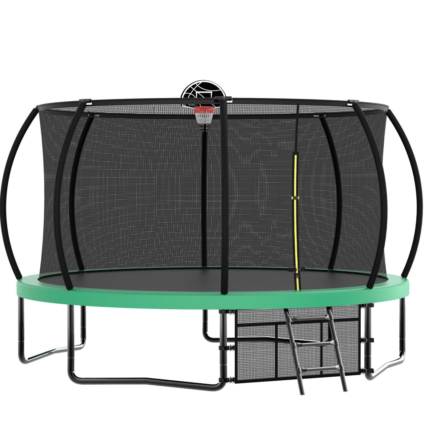 12FT Recreational Kids Trampoline with Safety Enclosure Net & Ladder, Outdoor Recreational Trampolines