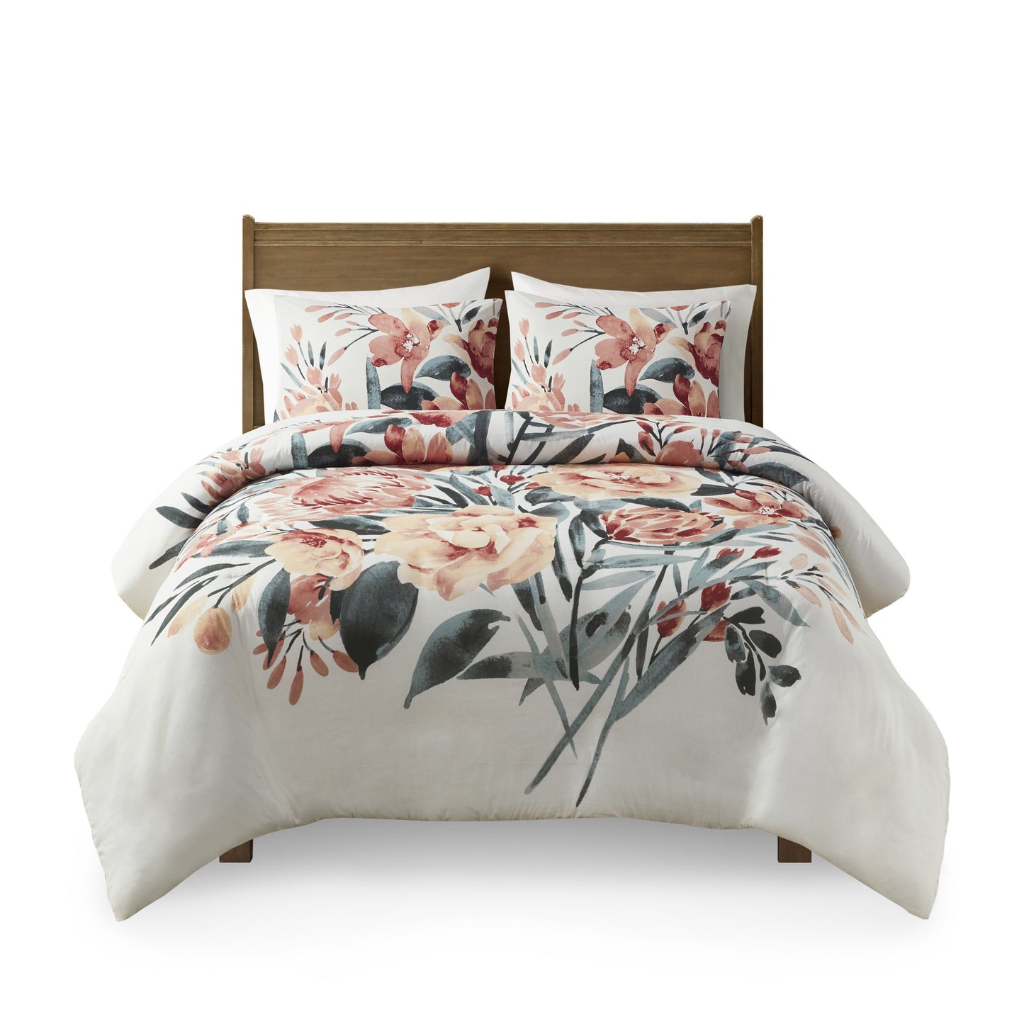 3 Piece Floral Cotton Duvet Cover Set