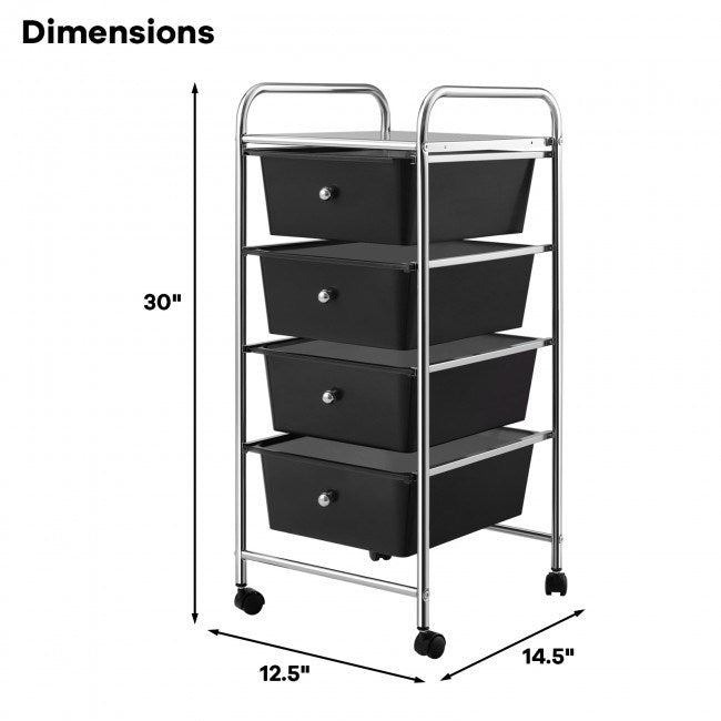 4-Drawer Cart Storage Bin Organizer Rolling with Plastic Drawers