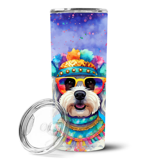 Bichon Frise Hippie Dawg Stainless Steel Skinny Tumbler Vacuum Double Walled Reusable Insulated Tumbler Travel Cup for Coffee Cocktails Gift with Lid, 20 oz