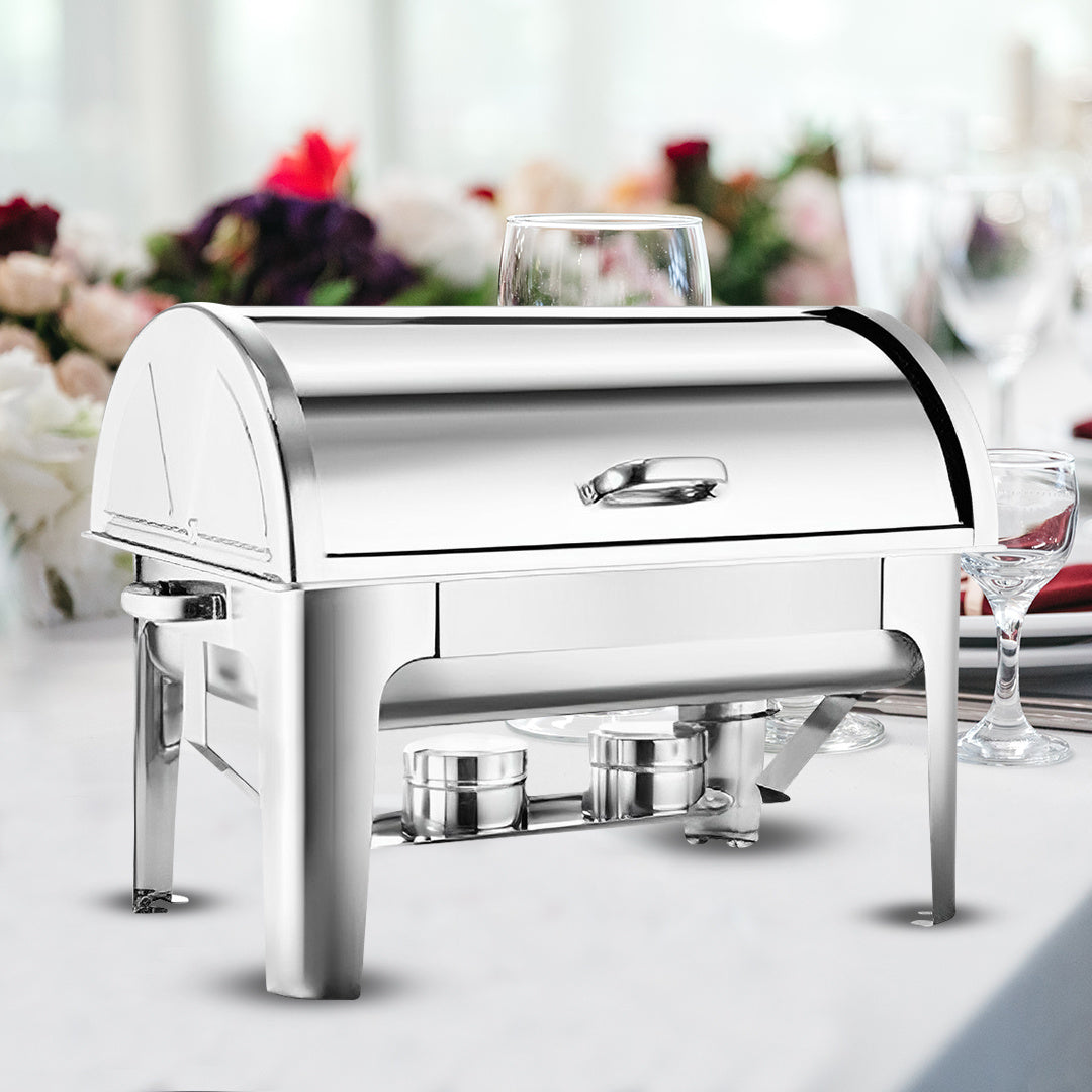 SOGA 3L Triple Tray Stainless Steel Roll Top Chafing Dish Food Warmer