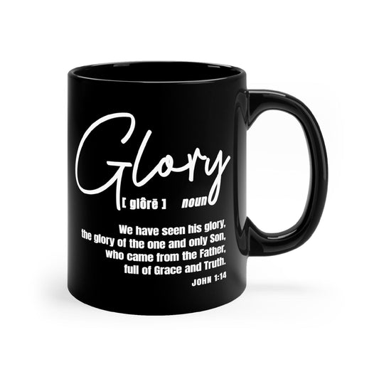 Black Ceramic Mug - 11oz, Glory - Christian Inspiration