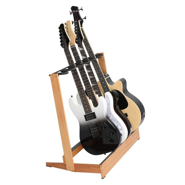 Folding Hardwood With Corrugated Metal Guitar Stand for Electric Guitar, Bass, or Acoustic Guitars,Save Space for Home, Studio