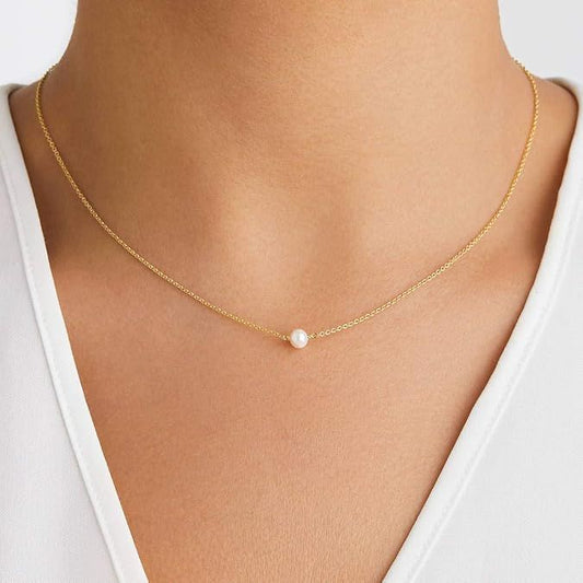 Selected  Freshwater Cultured Solitaire Pearl Necklace Pendant | Women's Gold Necklace