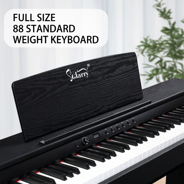 [Do Not Sell on Amazon]Glarry GDP-105 88 Keys Standard Full Weighted Keyboards Digital Piano with Furniture Stand, Power Adapter, Triple Pedals, Headphone, for All Experience Levels Black