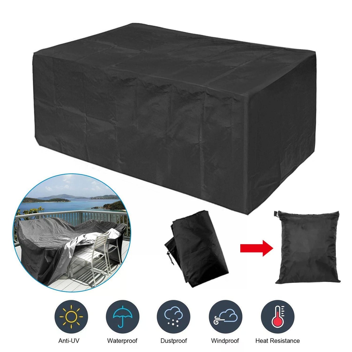 210D Waterproof Outdoor Furniture Cover Windproof Dustproof Patio Furniture Protector Oxford Cloth Garden 66.92x37.00x27.55 inch