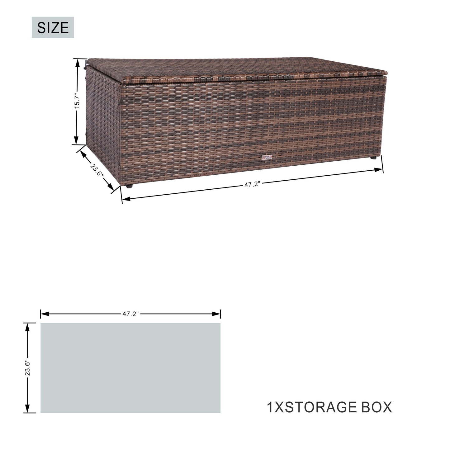 Direct Wicker Outdoor Patio Conversation Set with Storage Box with Cushion