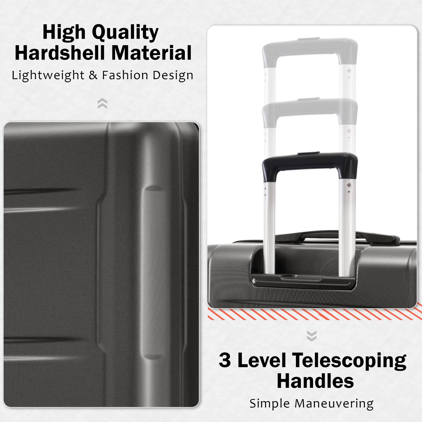 2 Piece Luggage Set with Bags Expanable Spinner Wheels ABS Lightweight Suitcase with TSA Lock 20inch+28inch