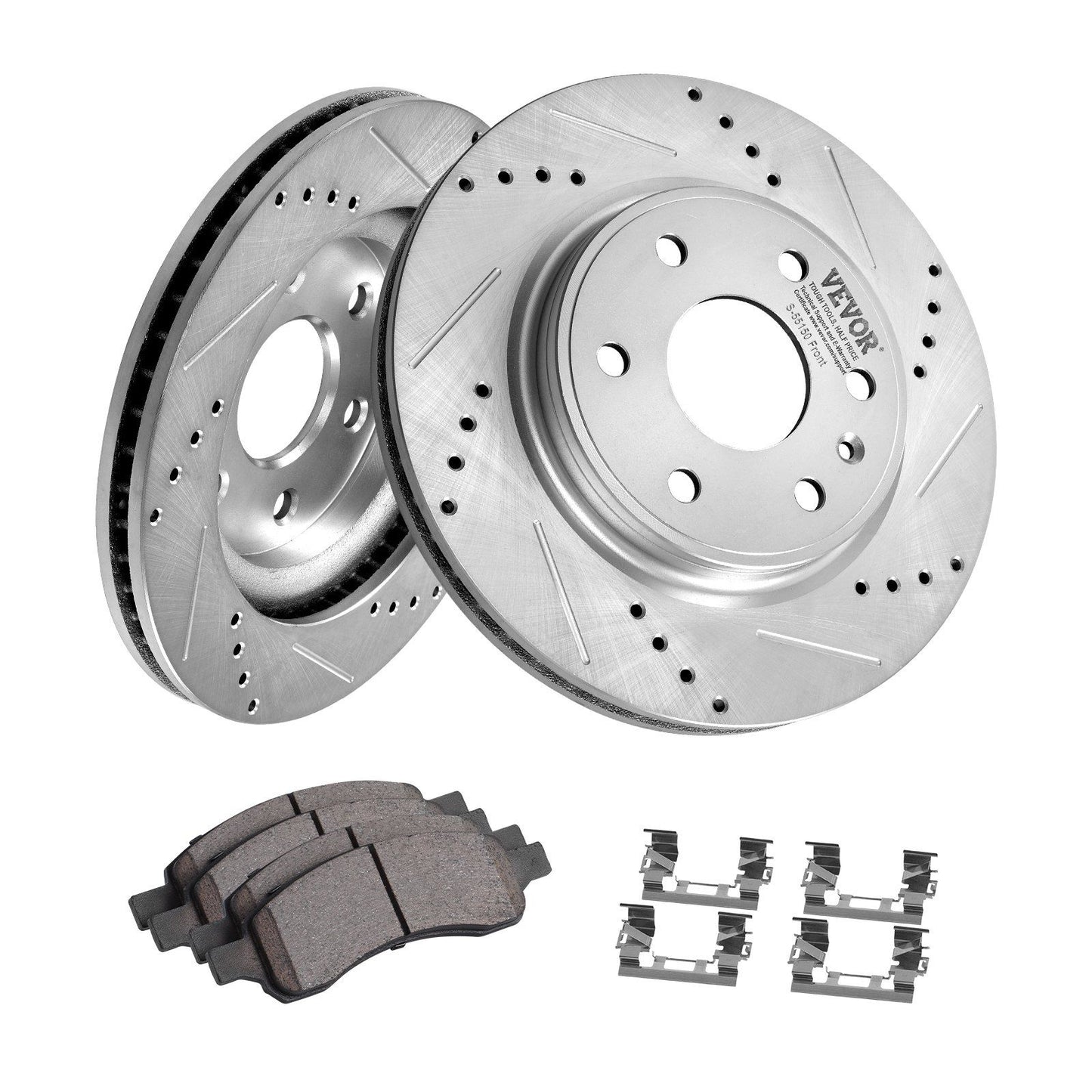 VEVOR Drilled Slotted Front Brake Rotors Pads Kit for Chevy Traverse GMC Acadia