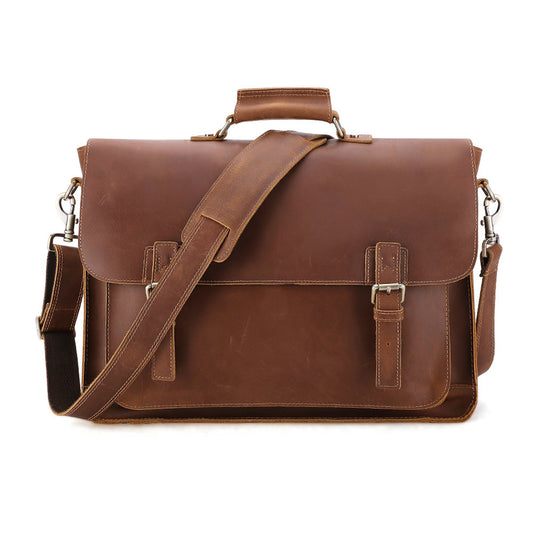 JOYIR Crazy Horse Leather Large Briefcases Male Messenger Laptop Bag Vintage Men's Genuine Leather Briefcase Business Travel Bag