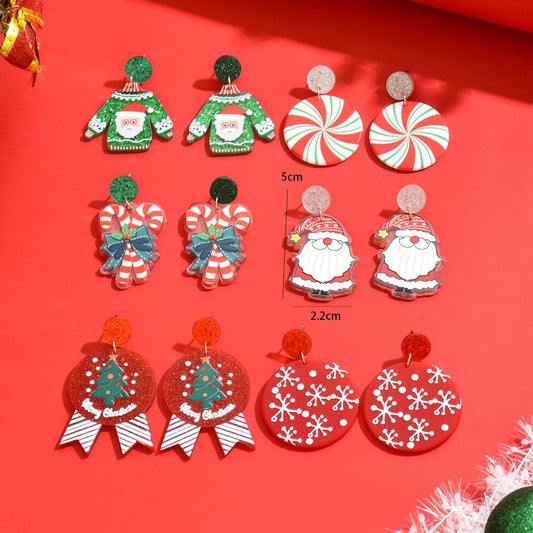 Christmas-Themed Acrylic Earrings -  Spread Holiday Cheer with Style