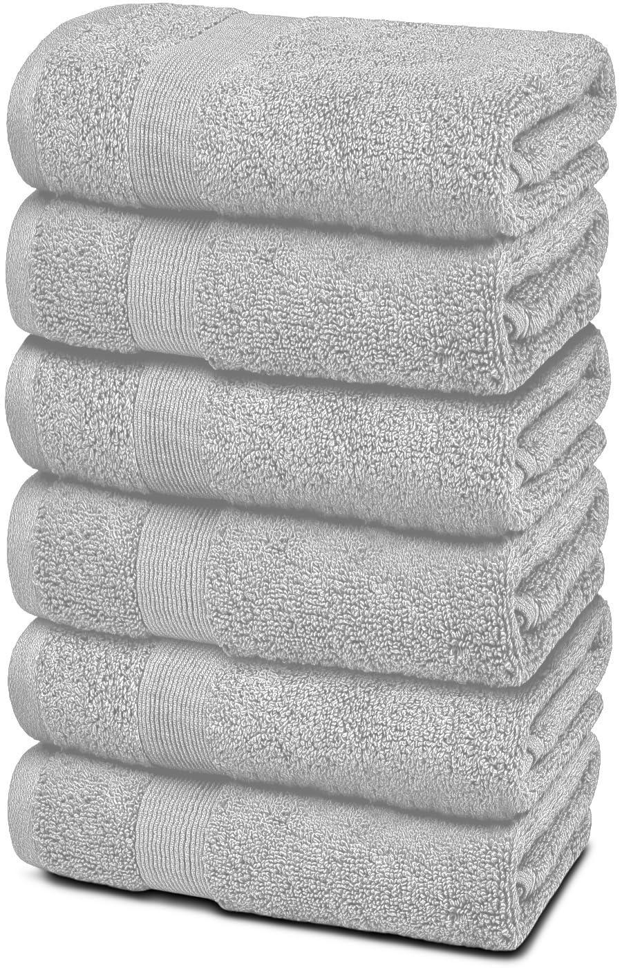 6 Pack Resort Collection Soft Hand Towels 16x27 in Luxury Hotel Plush Absorbent Cotton Hand Towel Dolphin Grey