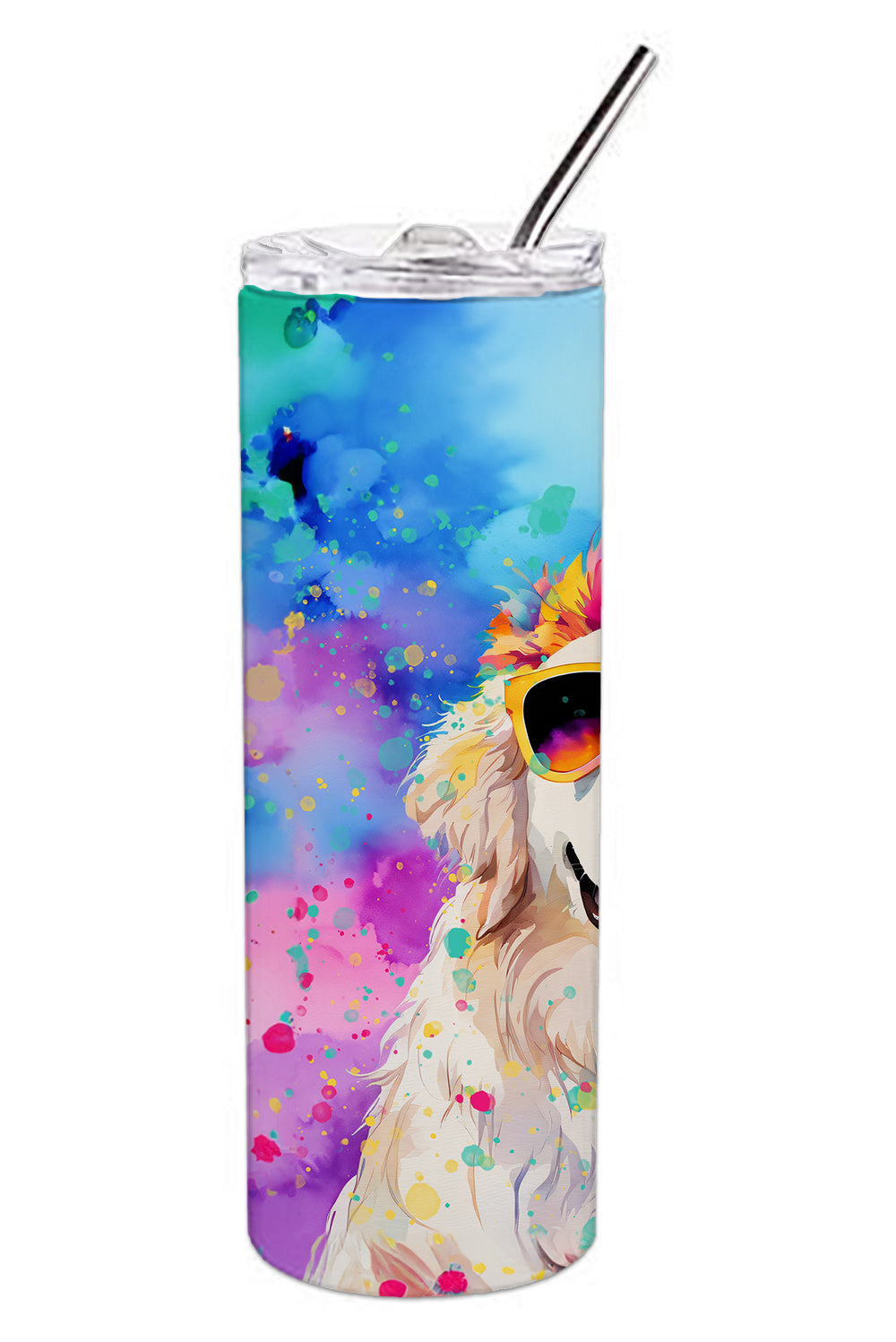 Great Pyrenees Hippie Dawg Stainless Steel Skinny Tumbler Vacuum Double Walled Reusable Insulated Tumbler Travel Cup for Coffee Cocktails Gift with Lid, 20 oz