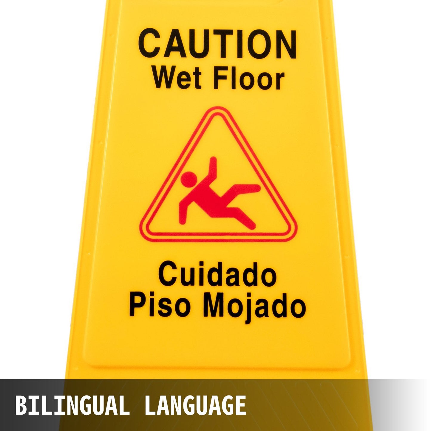 VEVOR 16 Pack Wet Floor Sign, 25" Caution Signs Wet Floor, Fold-Out Wet Floor Sign Bilingual, Double Sided Wet Floor Cones, Wet Sign Floor Sign for Restaurant Restroom Office